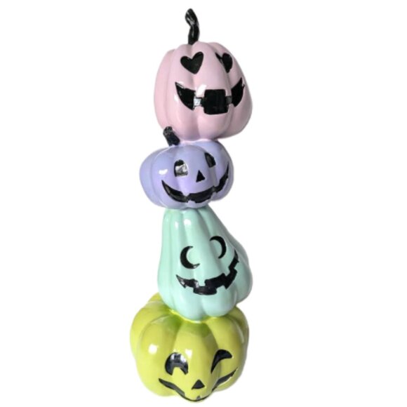 Halloween Stack of Jack o Lantern Table Top Decor in Adorable Pastel Colours - Picture 1 of 7